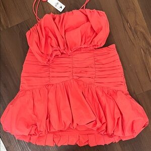 Vibrant Coral Ruched Two piece set